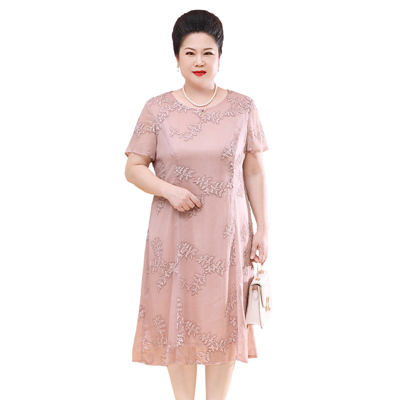 2020新款中老年肥妈妈夏装旗袍裙子 优爱菲中老年女装