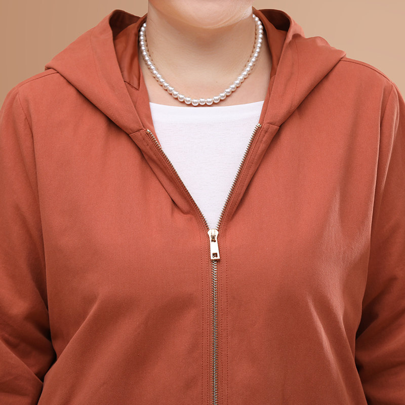 胖妈妈加肥加大码五十岁中长款风衣 优爱菲中老年女装