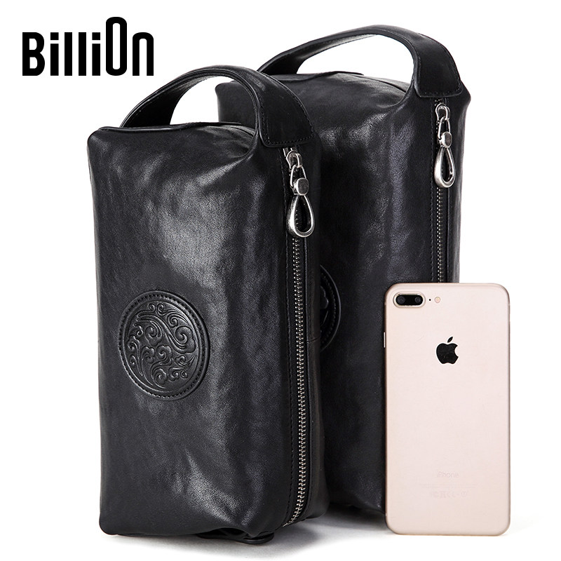 冷兽男士大容量青年头层牛皮手拿包 冷兽箱包男士包袋