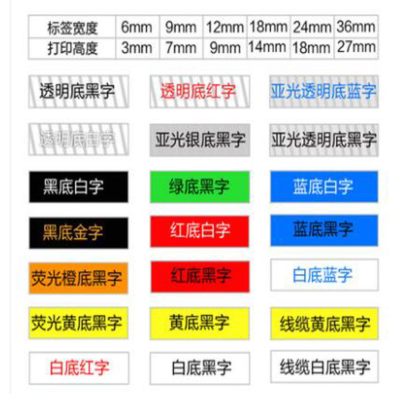 适兄弟标签机色带12mm9 18 24PT-E115b/D210/300bt打印纸标签色带-图2