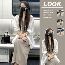 Micro Fat Girls Wear Hitch Summer Large Size Women Dress Fat Mm Minus Age Display Slim Suit Fashion Shirts Two-piece Foreign Dress