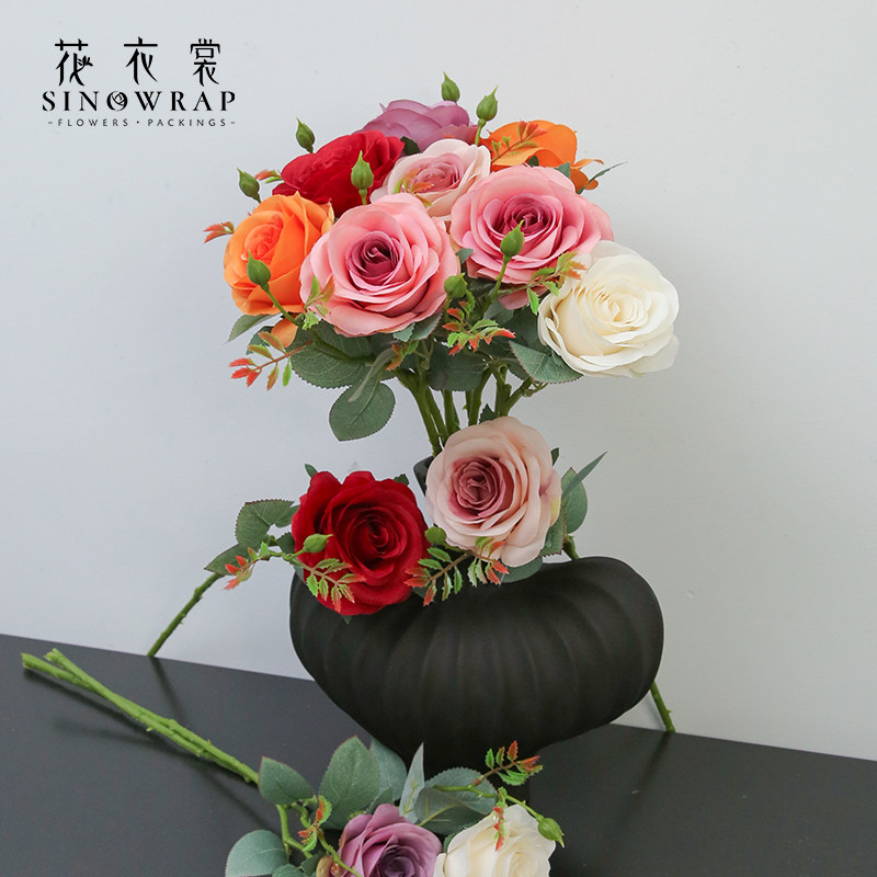 花衣裳 仿真花雪山玫瑰年宵花花盒diy家居摆件情人节礼物花店资材
