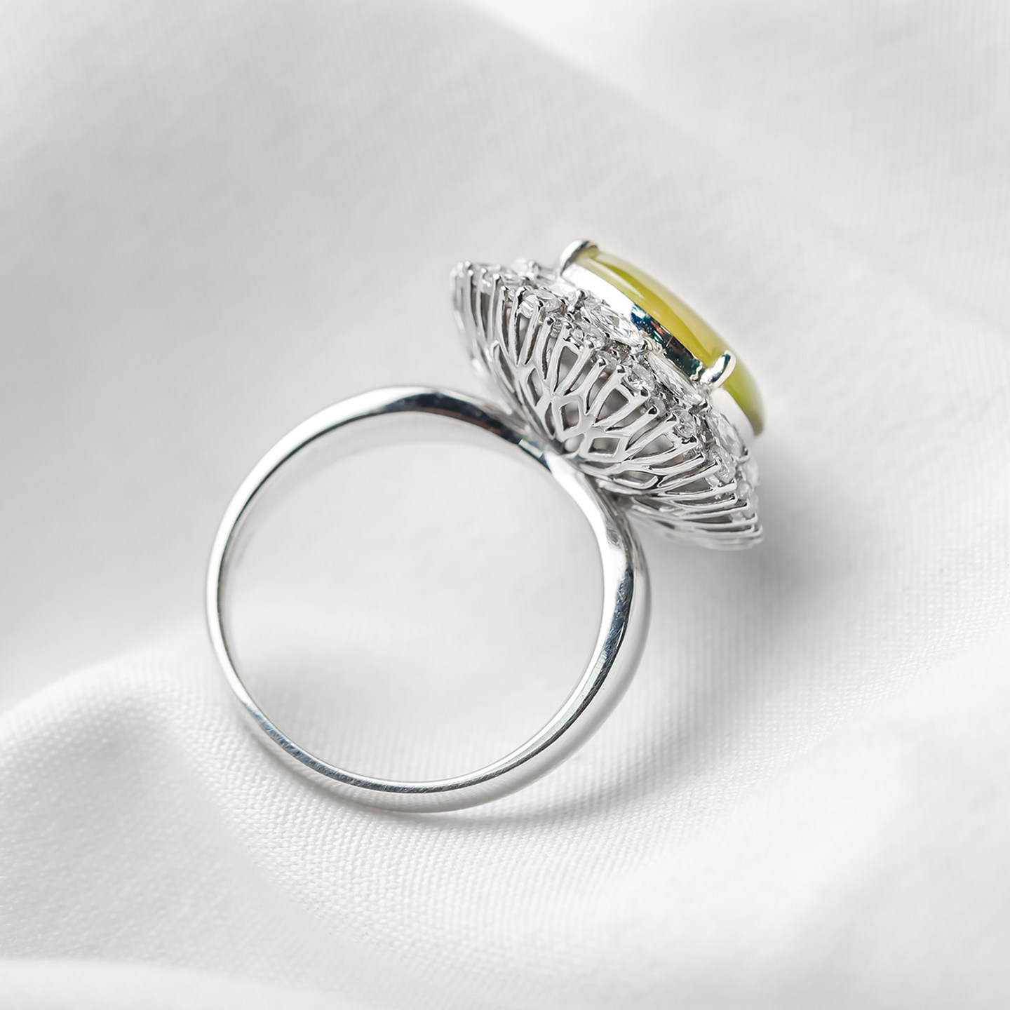 Yangzi Jewelry Perfect Ring Laokeng ice yellow and green three-color design jadeite ring 8.30