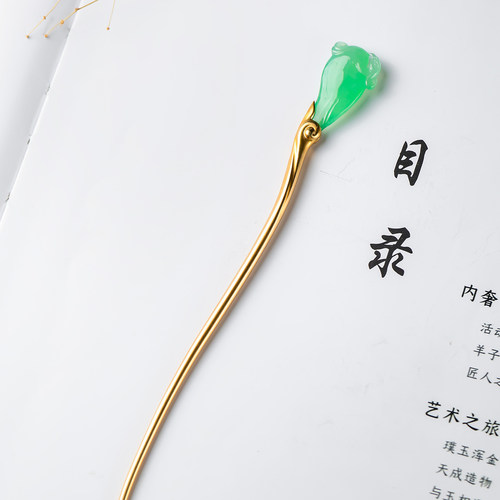 羊子珠宝 有凤来仪 老坑冰种满绿设计款翡翠凤凰发簪12.18 - 图2