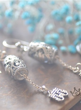 泰国清迈风耳坠手工花朵银饰