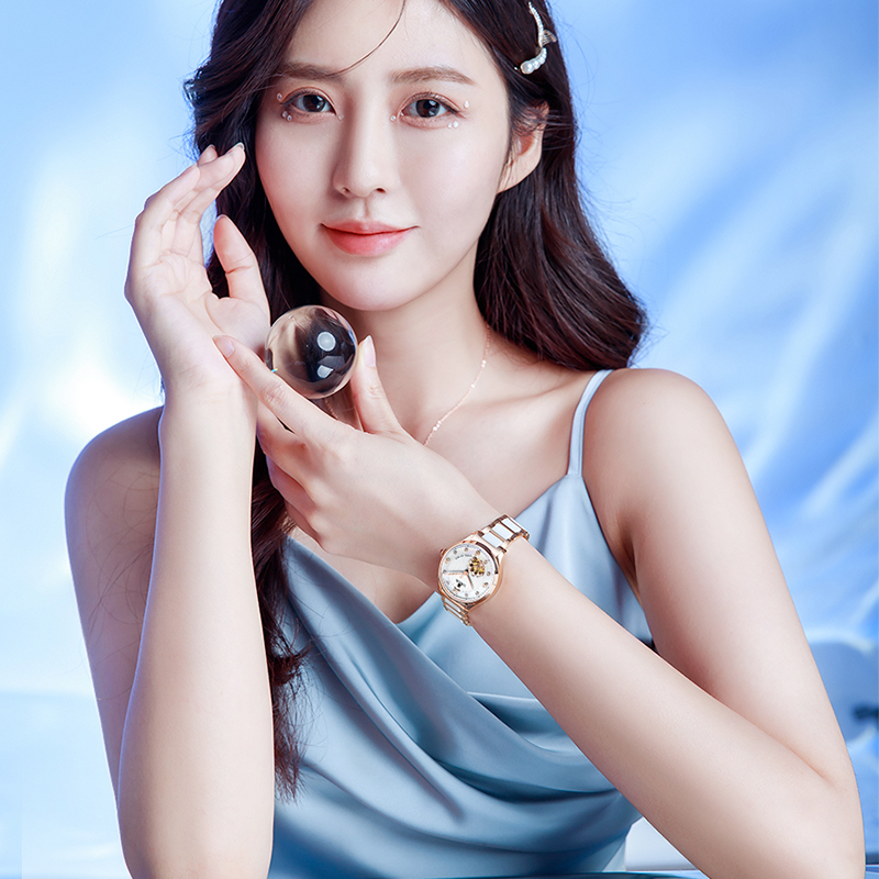 依波表蝶恋花系列女款镂空机械表 依波国产腕表