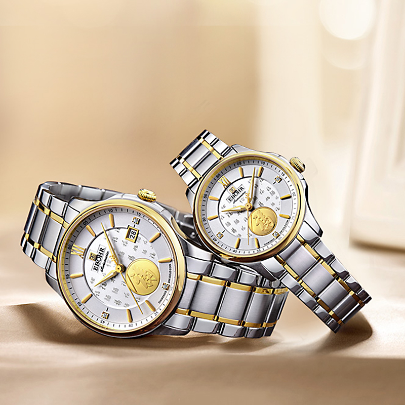 【专柜同款】EBOHR依波表官方正品24K金福字自动机械表情侣表1888