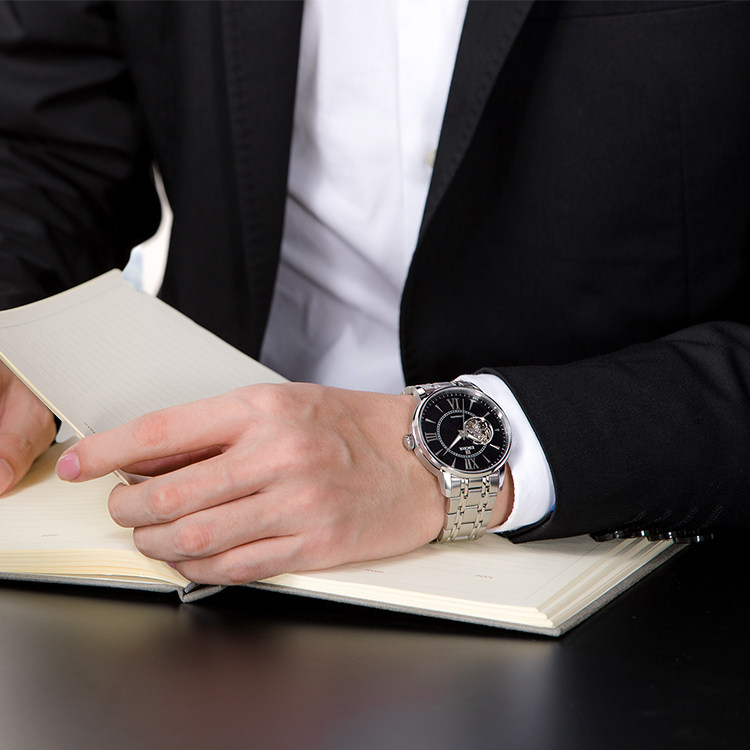 依波手表男机械表官方正品旗舰店防水镂空手表钢带手表男款5625