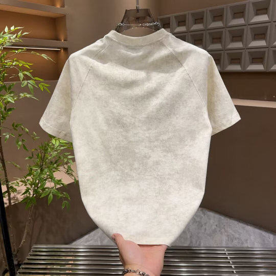 扎染短袖男款新款t恤衫透气简约百搭男士T恤休闲上衣青年2025新款