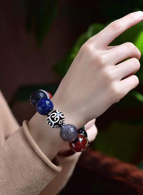 阿拉善玛瑙缠丝天珠霸气风手串