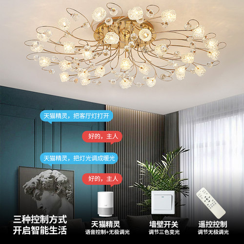 客厅大灯大气现代简约豪华圆形欧式客厅轻奢主灯卧室灯水晶吸顶灯 - 图0