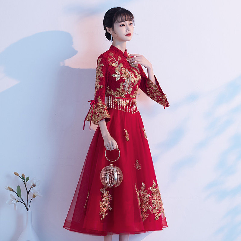 中式新娘2020新款孕妇高腰敬酒服 逸红妆礼服/晚装