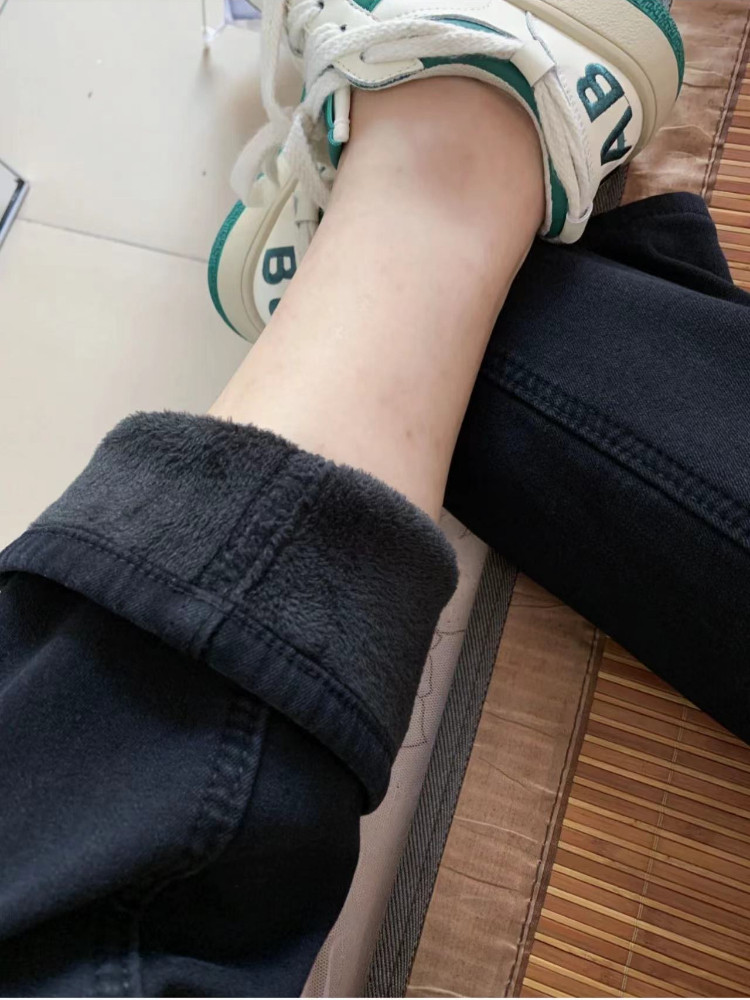 黑色直筒牛仔裤女秋冬加绒大码胖mm高腰弹力显瘦梨形身材九分裤子,淘宝优惠券,粉丝福利购,淘宝优惠卷