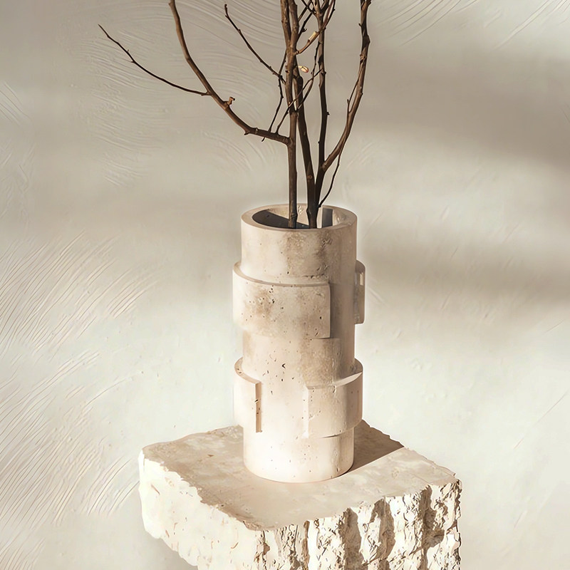 海虹雅林桌面摆件天然洞石大花瓶装饰客厅玄关装饰花盆轻奢侘寂风,淘宝优惠券,粉丝福利购,淘宝优惠卷