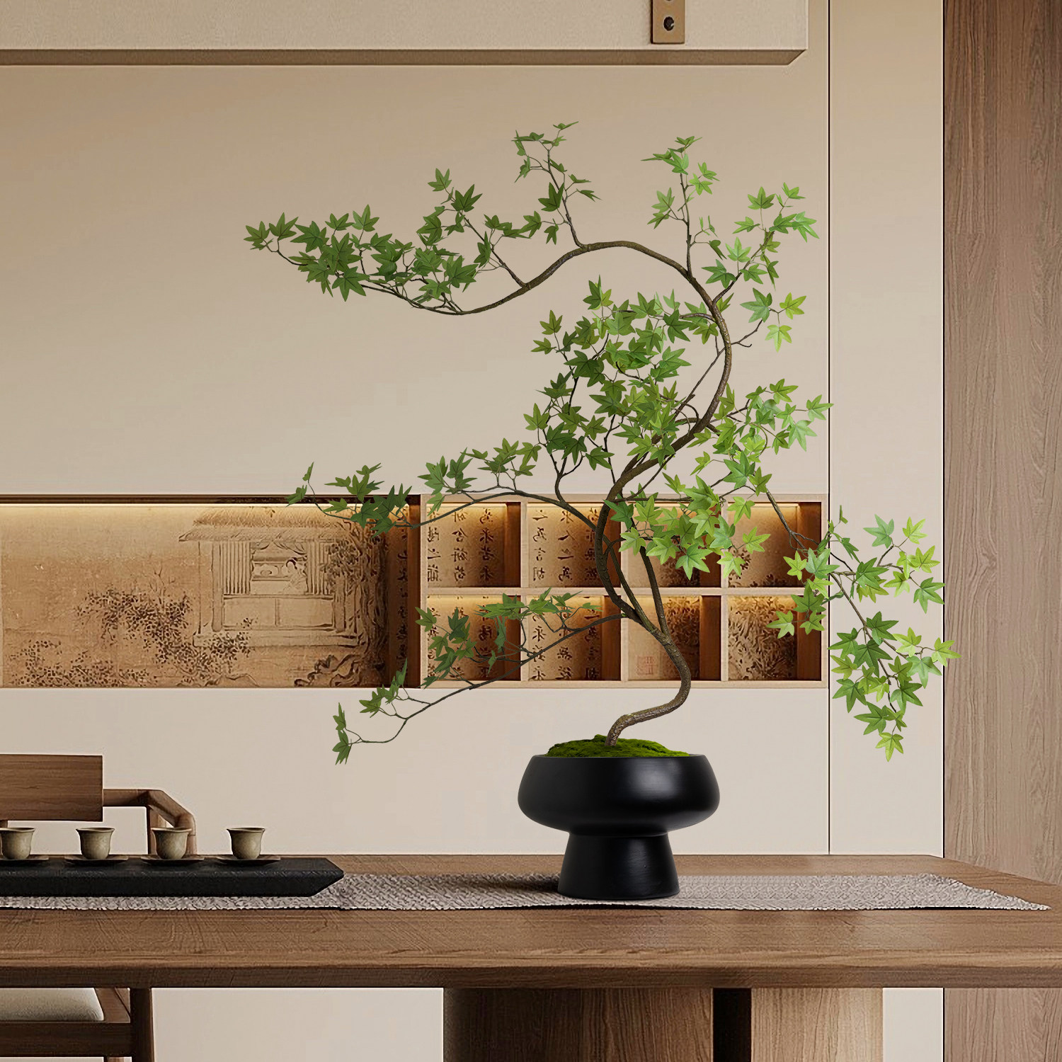 海虹雅林仿真流泉枫假绿植永生桌面花束新中式茶室玄关高级感逼真,淘宝优惠券,粉丝福利购,淘宝优惠卷