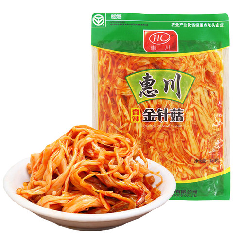 惠川香辣金针菇180g红油金针菇即食早餐下饭菜开味菜小菜 - 图0