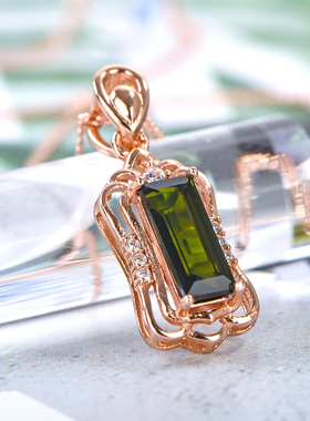 宇彩925银镶嵌天然绿碧玺吊坠小蛮腰设计款百搭时尚送银链包邮