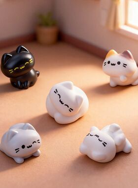 可爱mini小萌猫萌粒树脂公仔桌面小摆件 diy装饰品微缩场景小摆件