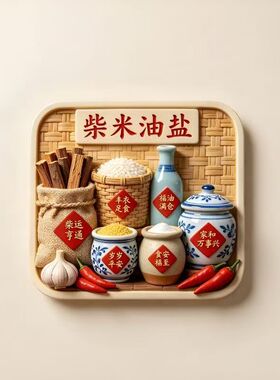 【柴米油盐】立体树脂浮雕冰箱贴创意纪念品个性装饰品高级磁吸式