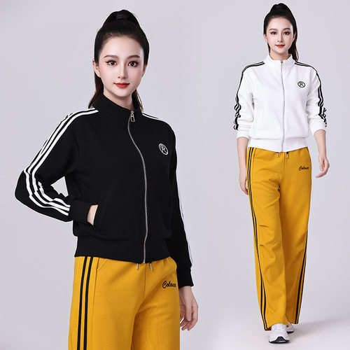 秋冬新款杨丽萍广场舞服装运动套装收腰显瘦演出舞蹈服开衫外套女 - 图2