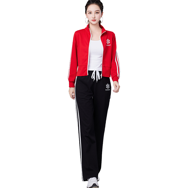 杨丽萍广场舞运动套装春秋季新款网红跳舞跳操开衫外套直筒长裤女 - 图3