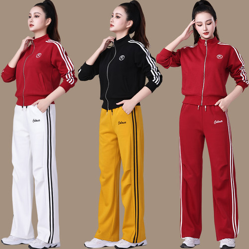 秋冬新款杨丽萍广场舞服装运动套装收腰显瘦演出舞蹈服开衫外套女 - 图0