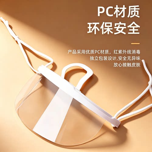 透明口罩餐饮专用防飞沫口水厨师食堂食品卫生一次性塑料微笑面罩 - 图1