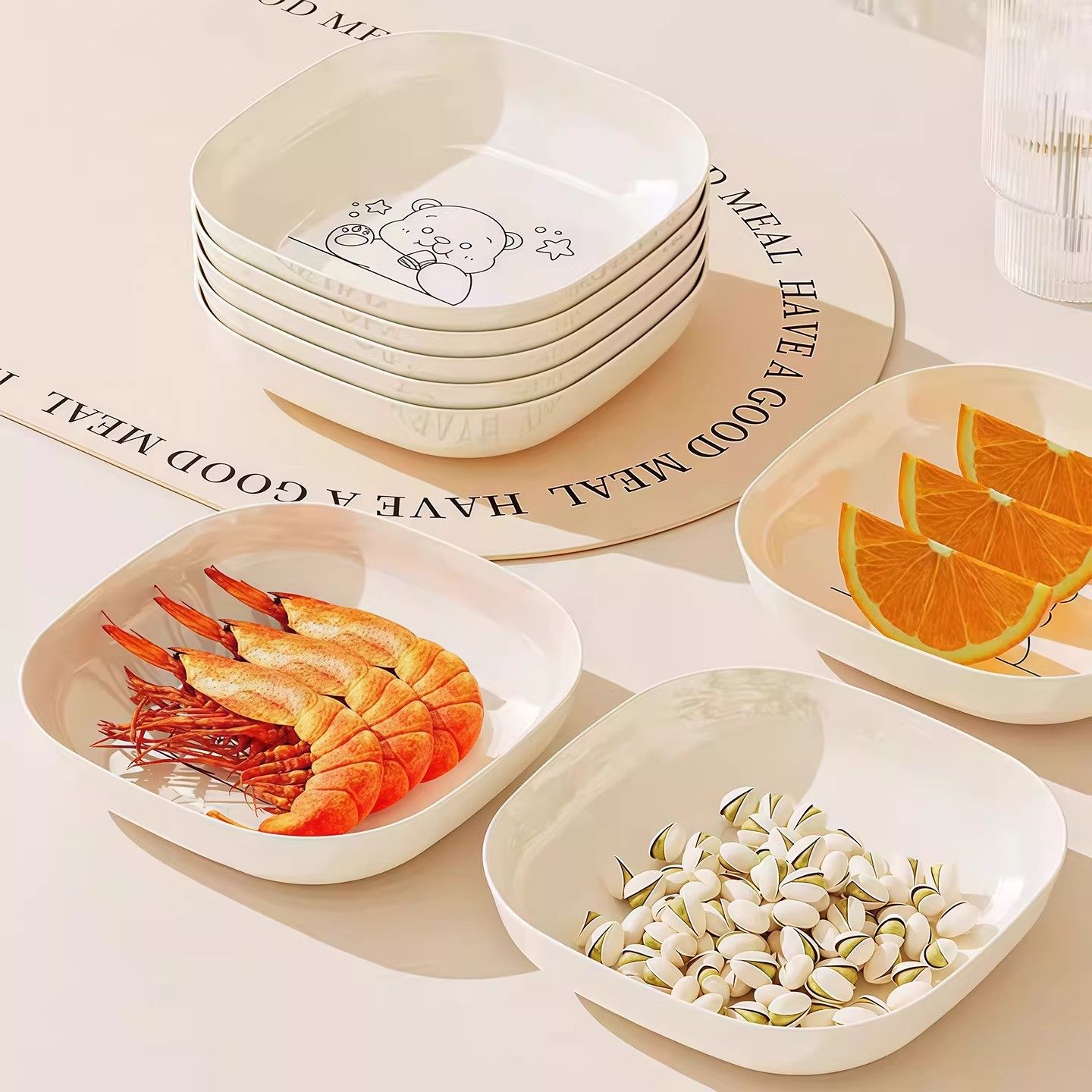 吐骨碟家用餐桌吐骨头盘碟垃圾盘轻奢塑料骨碟零食盘底座收纳水果,淘宝优惠券,粉丝福利购,淘宝优惠卷