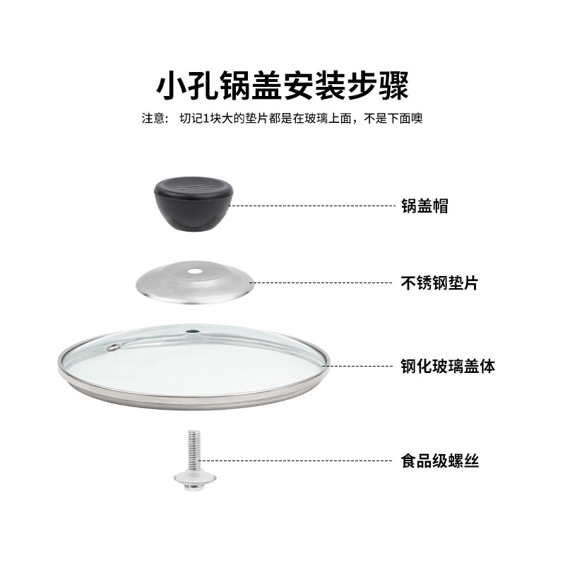 锅盖头钢化玻璃盖把手家用透明盖子帽通用炒锅炒菜蒸锅把手配件 - 图3