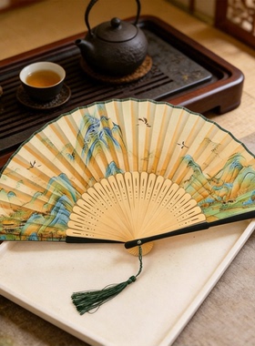 古风折扇拍照打卡新中式扇子便携