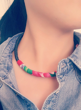 云南民族风布艺项圈手工脖子饰品