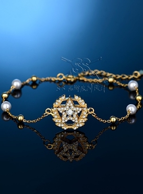 纯银S925异地军之恋领花五角星手链项链兵哥送女友军嫂饰品礼物