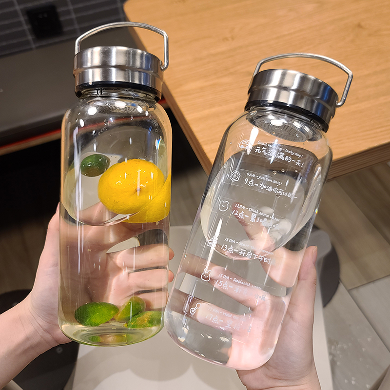 1000ml超大容量玻璃杯透明带茶隔水杯女夏ins风男女便携耐热杯子 - 图2