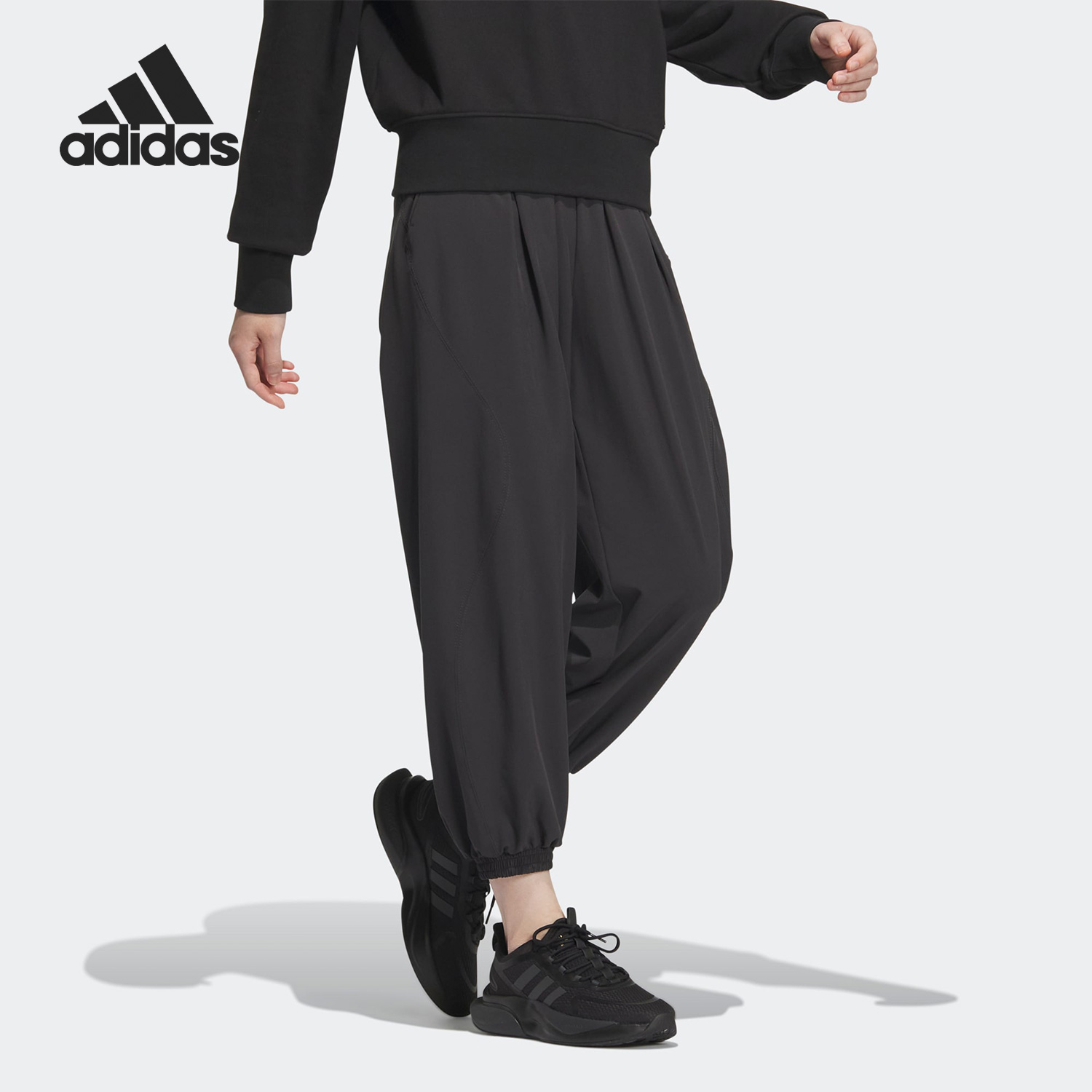 adidas阿迪达斯长裤女2024夏季休闲宽松运动透气束脚九分裤IN9071 - 图2