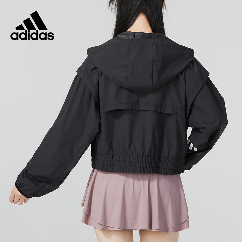 Adidas阿迪达斯夹克女2023新款运动服休闲防风连帽上衣外套IL6977-图2