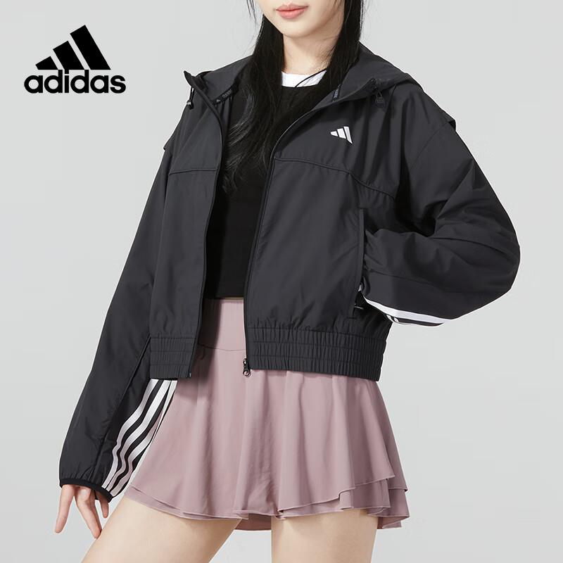 Adidas阿迪达斯夹克女2023新款运动服休闲防风连帽上衣外套IL6977-图1