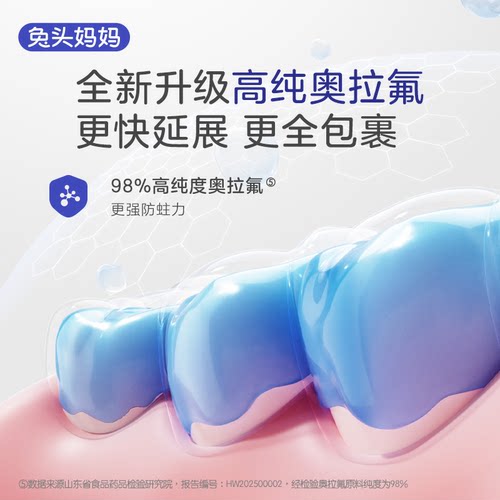 兔头妈妈儿童牙膏高纯奥拉氟双效健白牙膏防蛀牙龋齿3-6-12岁含氟 - 图1
