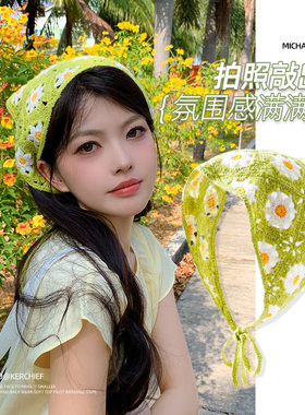 春夏季法式田园风三角头巾女