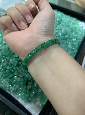 包邮非洲翠独龙玉药片单圈手链搭配多宝深浅手串