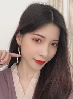 s925银针韩国气质简约女树叶百搭