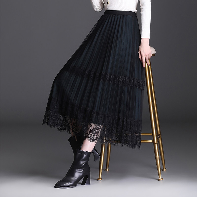 2022新款秋冬高腰两面穿蕾丝半身裙 主蔻半身裙