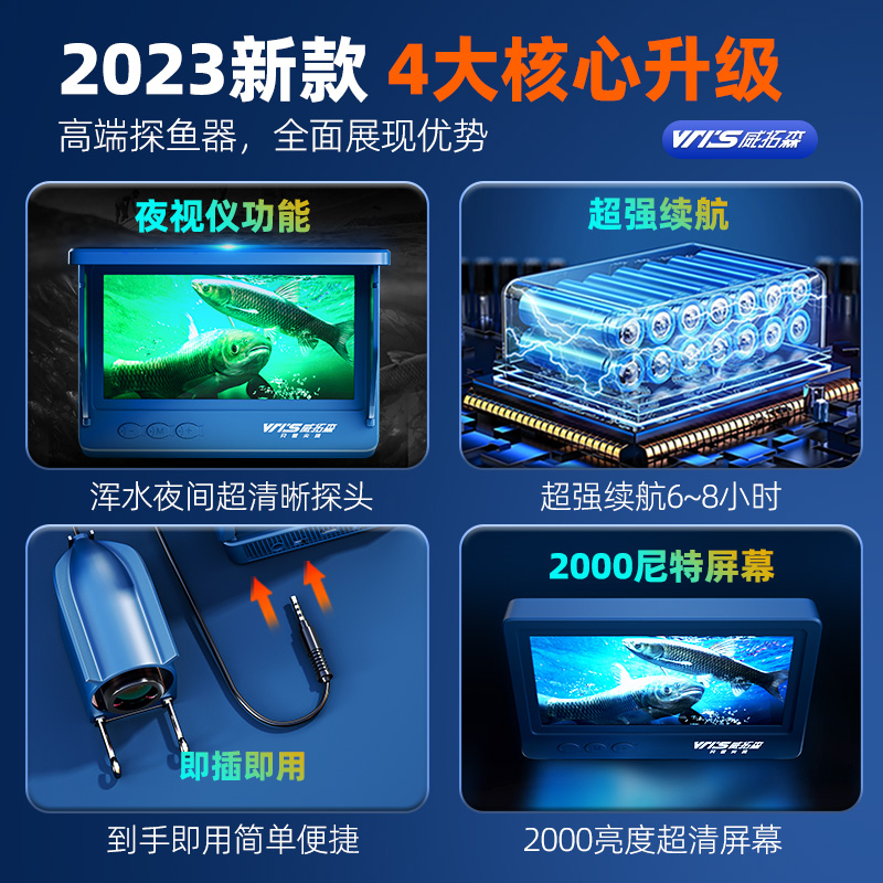 威拓森探鱼器2023新款水下高清探头可视钓鱼摄像头无线底看鱼神器 - 图3