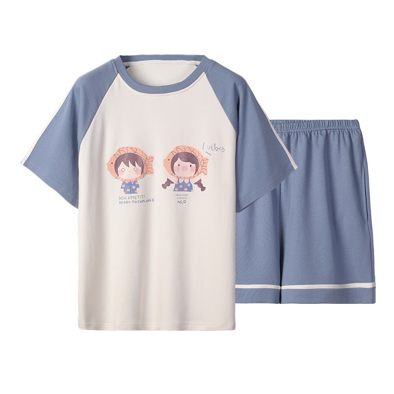 夏季纯棉短袖短裤两件套韩版睡衣 缤纷芭莎睡衣/家居服套装