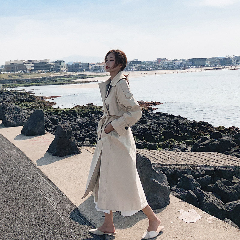 长款女过膝英伦风waitmore学生风衣 兮若风衣