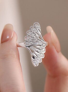 2026年新款孔雀凤尾羽毛时尚百搭戒指女士款小众设计感食指戒指