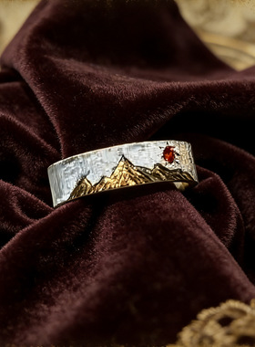 2026新款手工日照金戒指金山日出小众设计开口指环氛围感百搭包邮