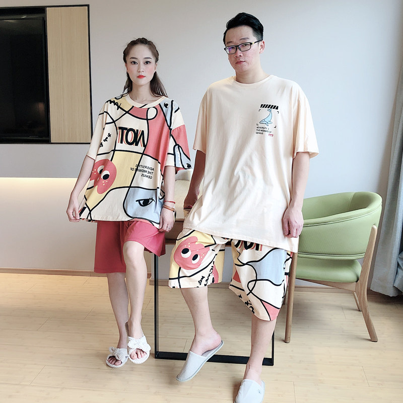 卡通涂鸦情侣男女加肥特大全棉睡衣 贝慕雪睡衣/家居服套装