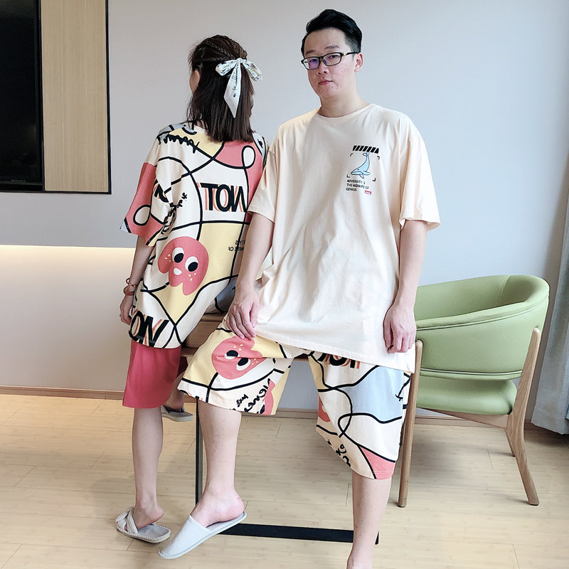 卡通涂鸦情侣男女加肥特大全棉睡衣 贝慕雪睡衣/家居服套装