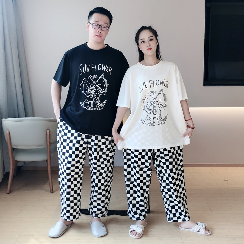 春夏2023年新款情侣休闲格子睡衣 贝慕雪睡衣/家居服套装