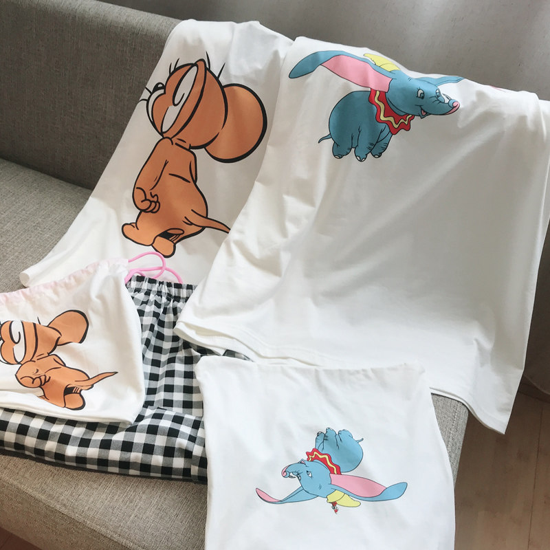 夏可出门休闲格子布袋大码卡通睡衣 贝慕雪睡衣/家居服套装